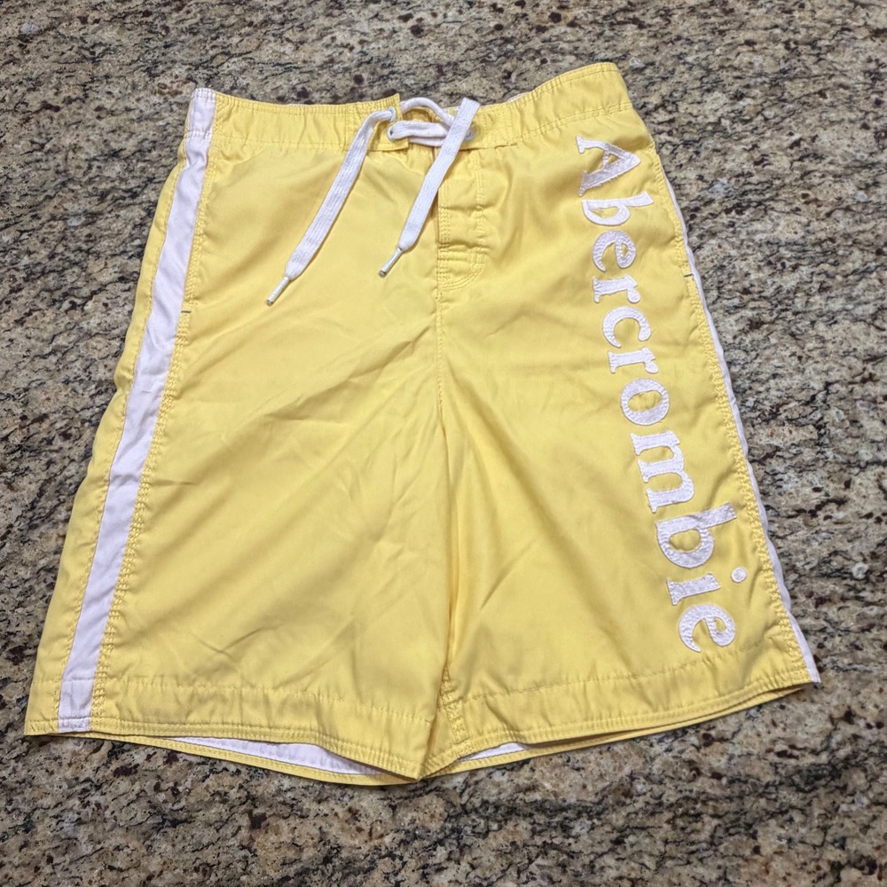 Abercrombie & Fitch Mens Yellow Board Shorts Swim Trunks Size L Embroidered ws